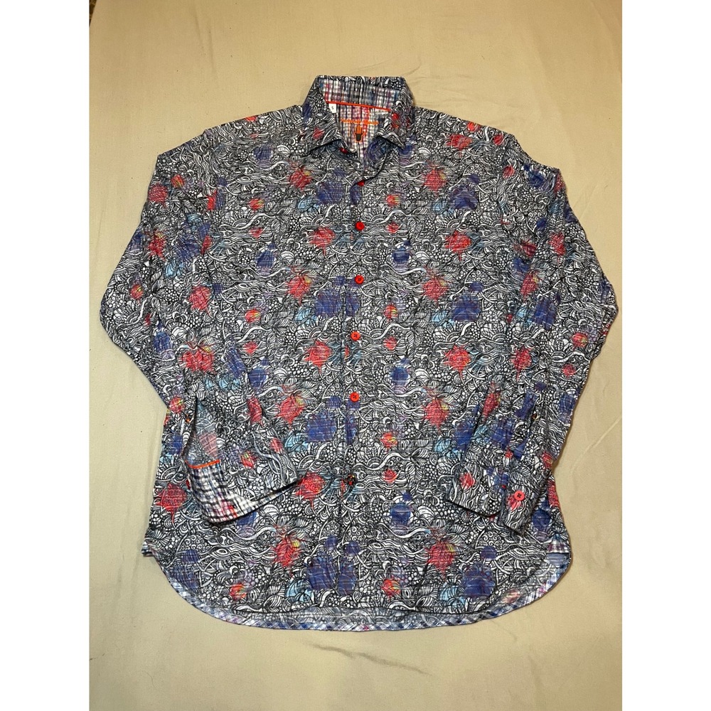 Visconti Black Multi Color Floral Print Button Up Shirt Men's‎ Size S